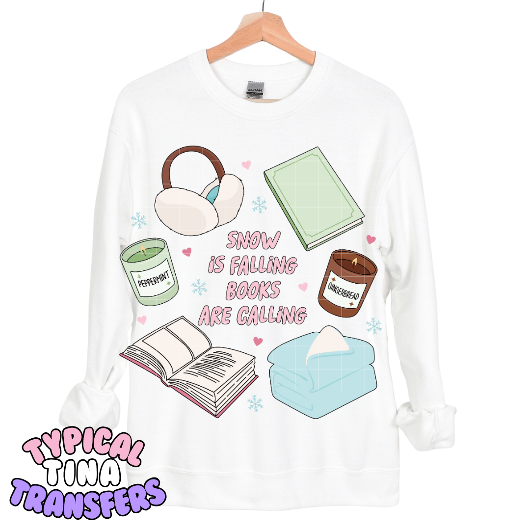 Snow is falling books are calling | DTF Transfers | POD
