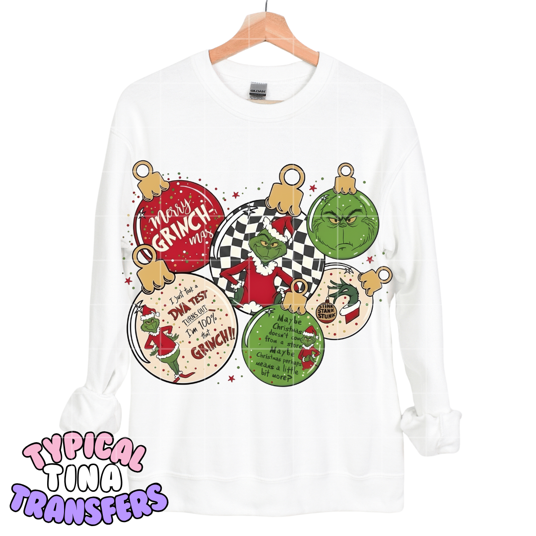 Gr!nch Holiday checkered Ornaments | DTF Transfers | POD