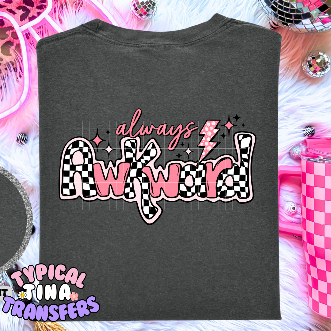 Awkward checkered Pink | DTF Transfer | 11" Adult