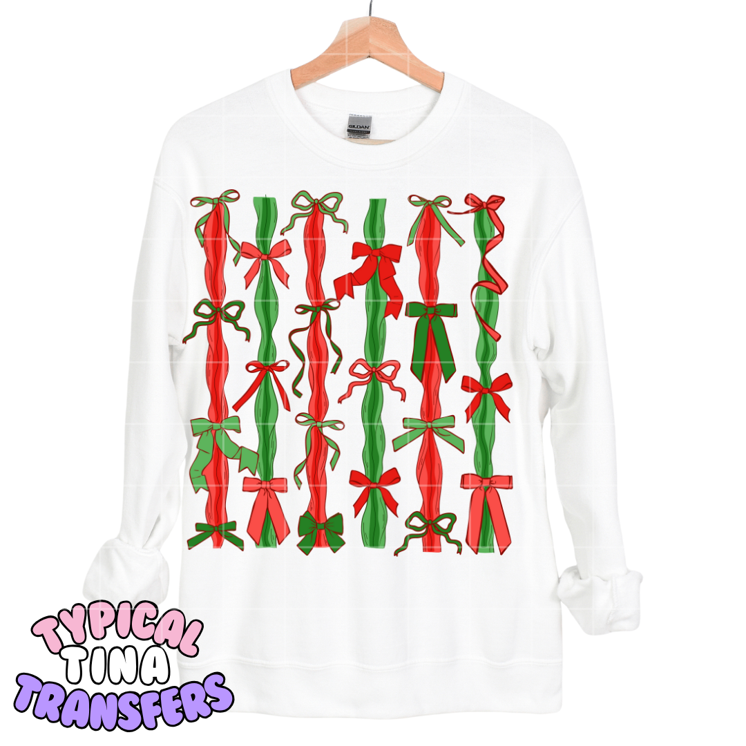 Red and green ribbon bows | DTF Screen Print | POD