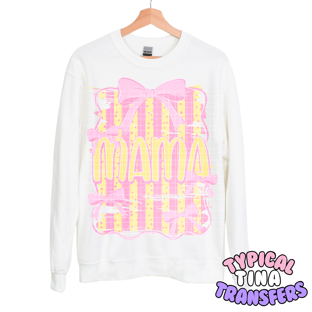 Mama Yellow stripped BG | DTF Transfers | POD