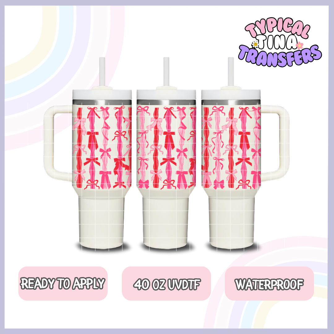 Red and Pink Ribbon bows | 40oz UVDTF Wrap | POD