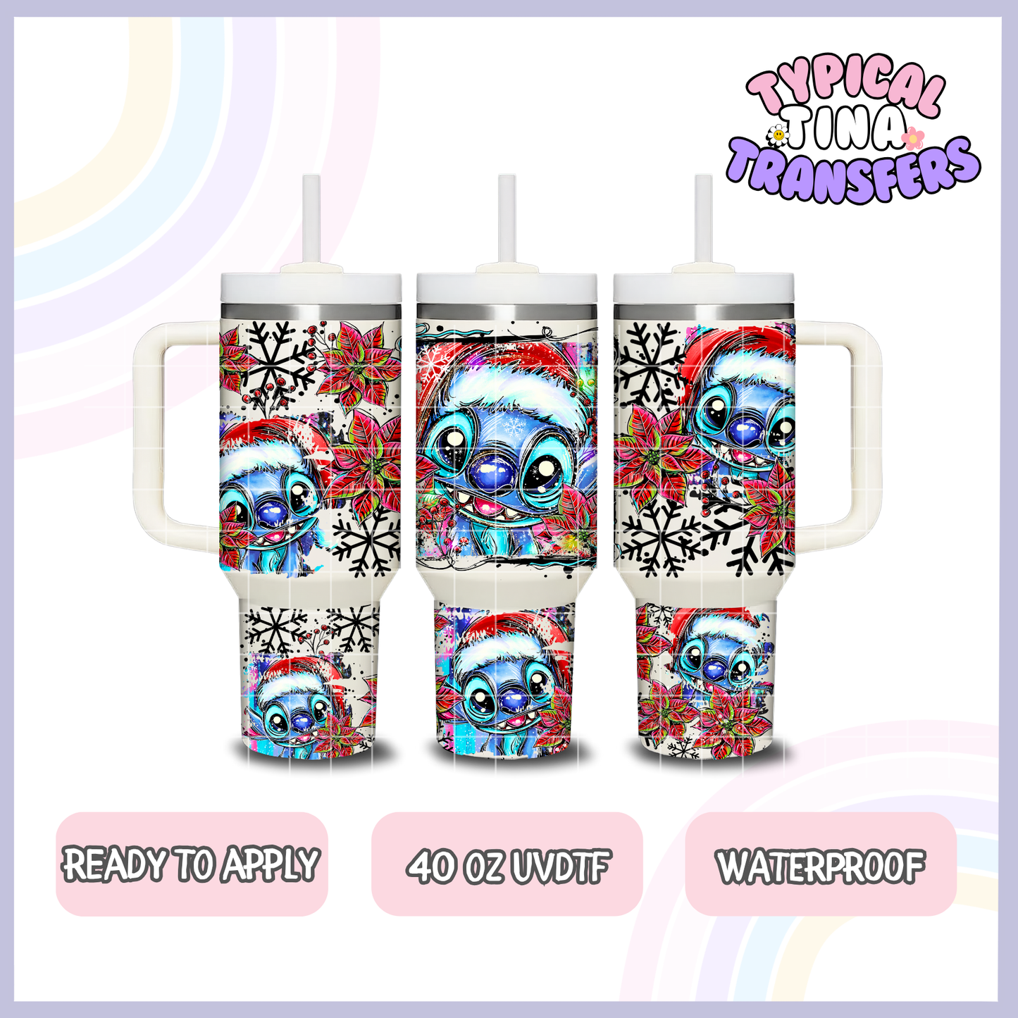 Blue Alien holiday selfie | 40oz UVDTF Wrap | POD