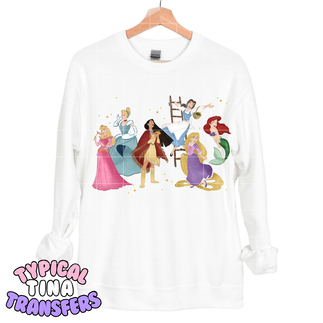 Princesses with florals group | DTF Transfers | POD