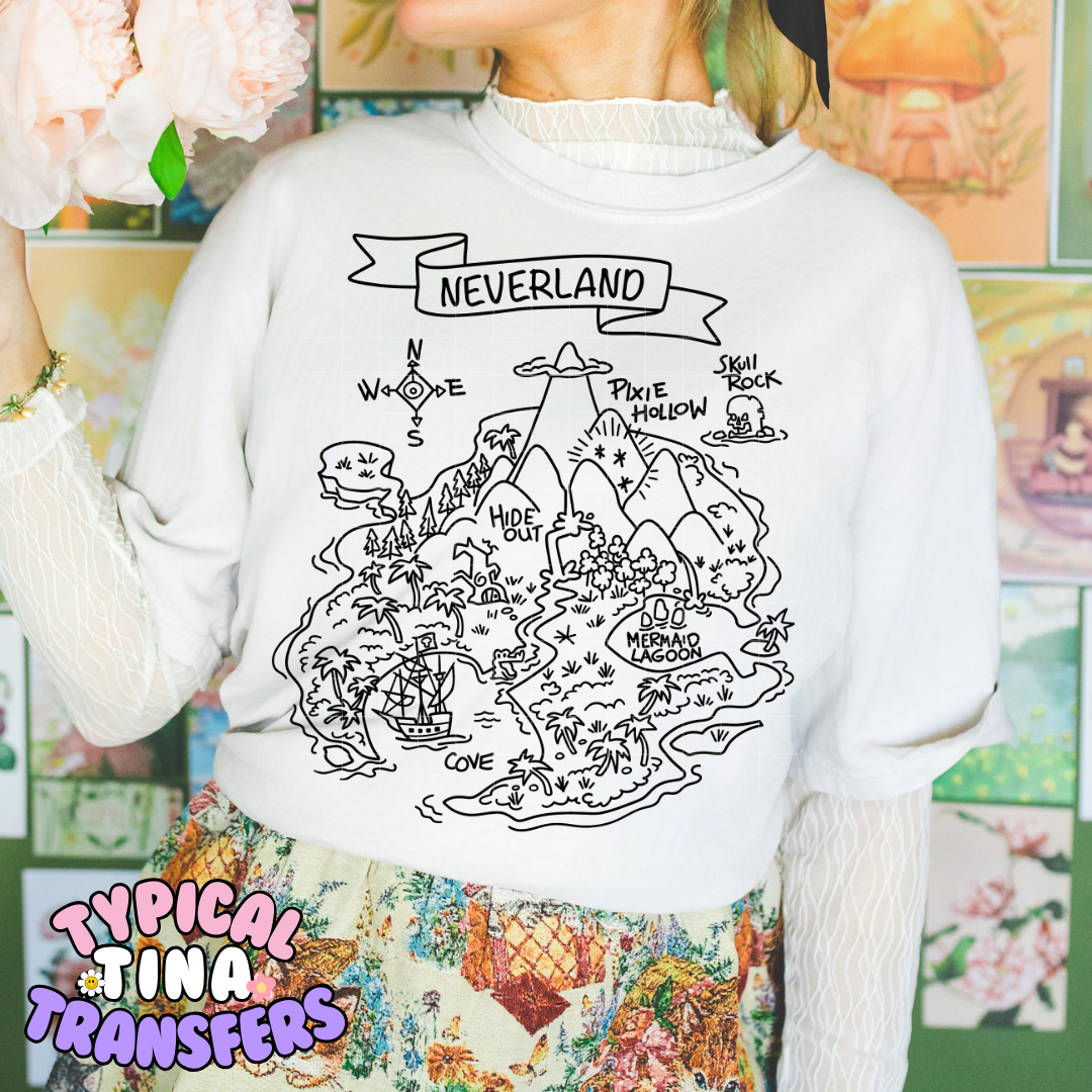 Neverland Map | DTF Screen Print | POD