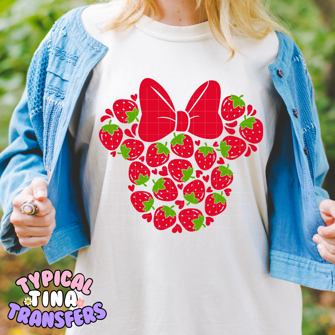Strawberry Girl Mouse | DTF Screen Print | POD