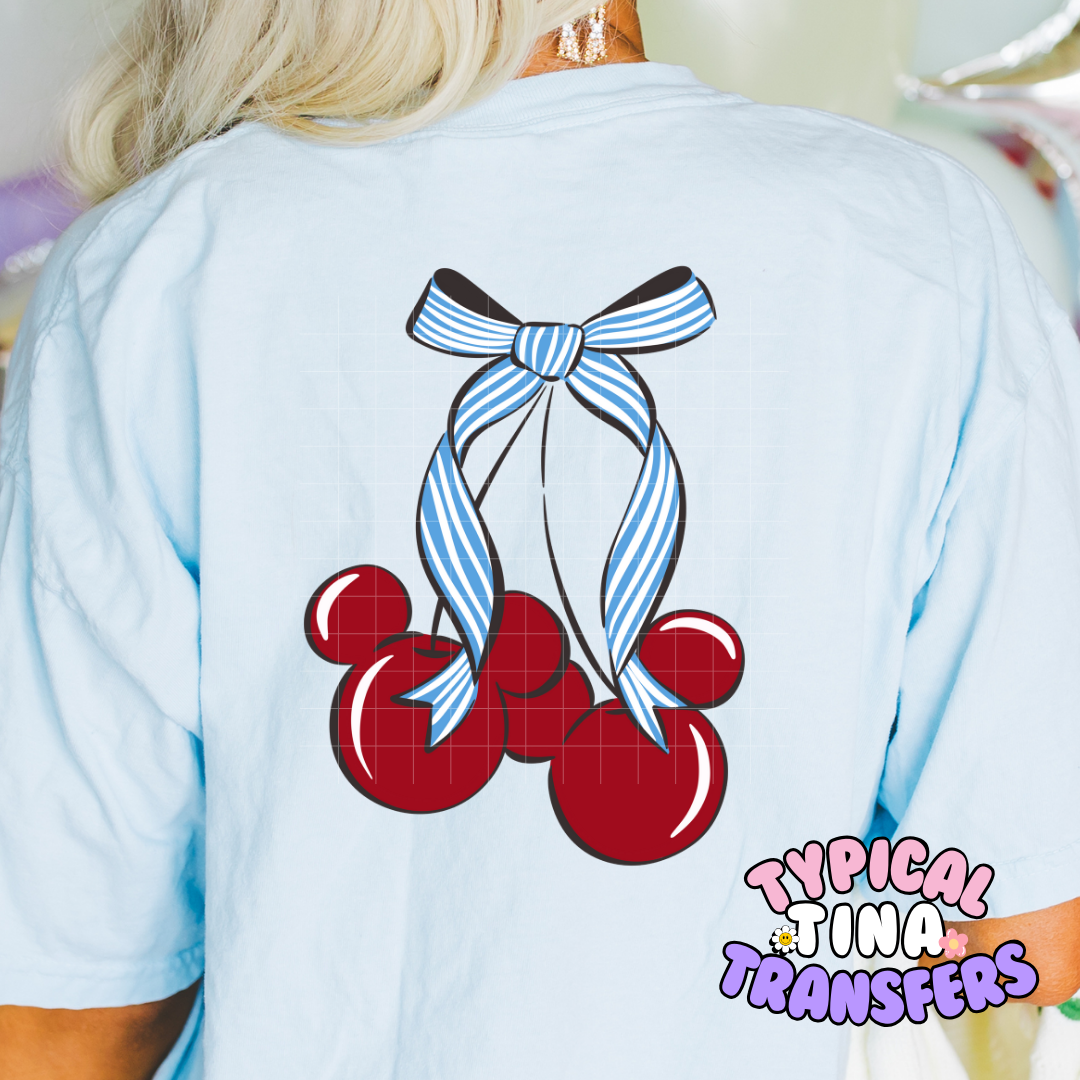 Mouse Cherries with bows | DTF Screen Print | POD