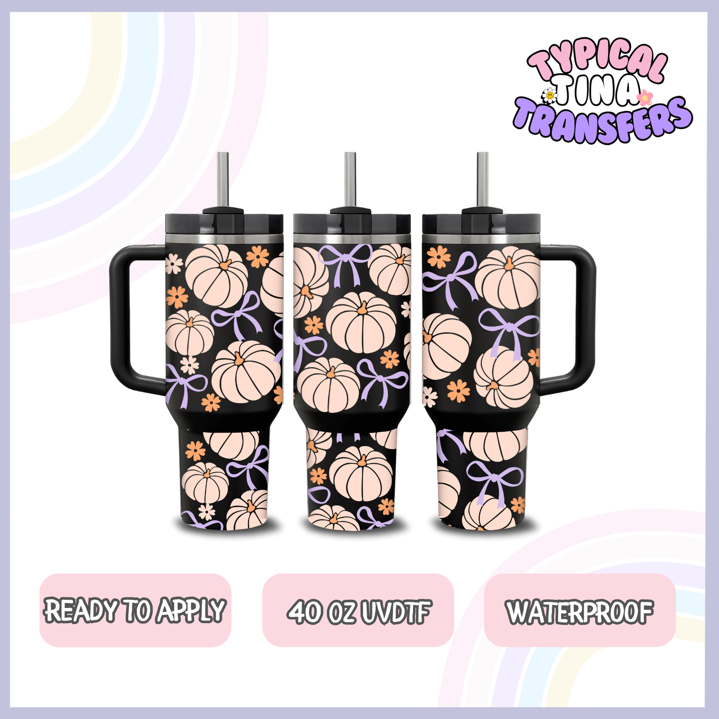 Fantasy Pumpkin and purple bows | 40oz UVDTF Wrap | POD