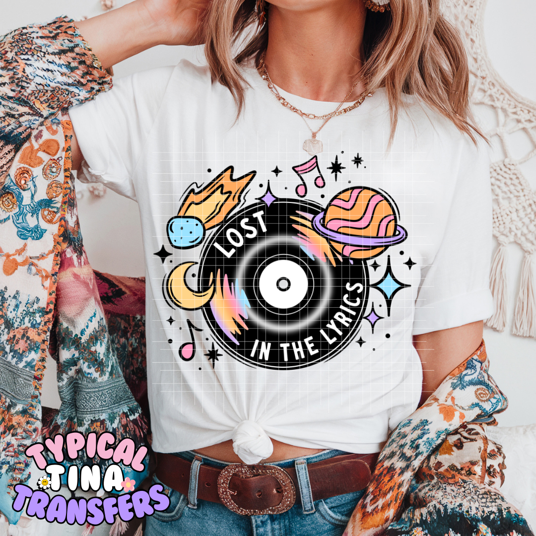 Lost in the Lyrics (black) | DTF Screen Print | POD