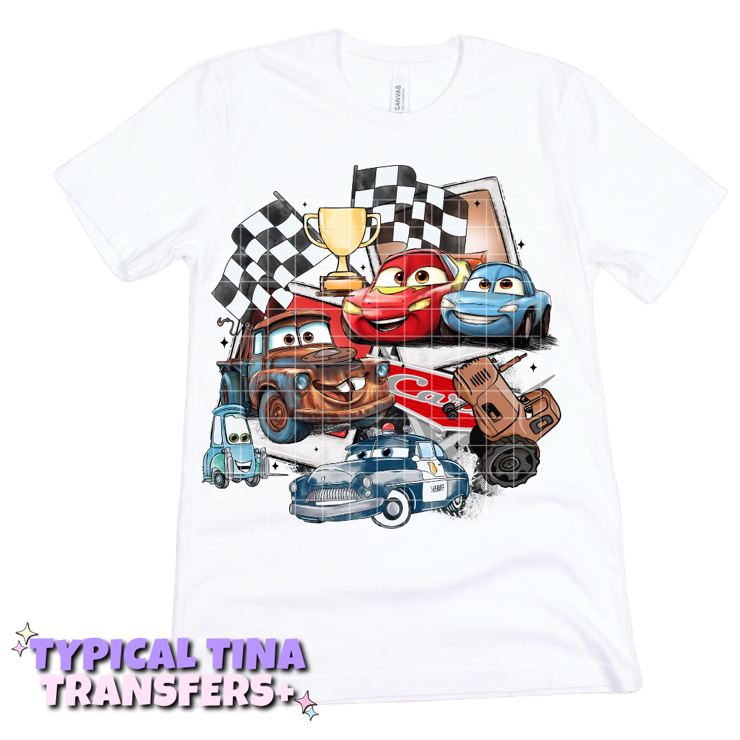 racing cars checkered flags | DTF Transfers | POD