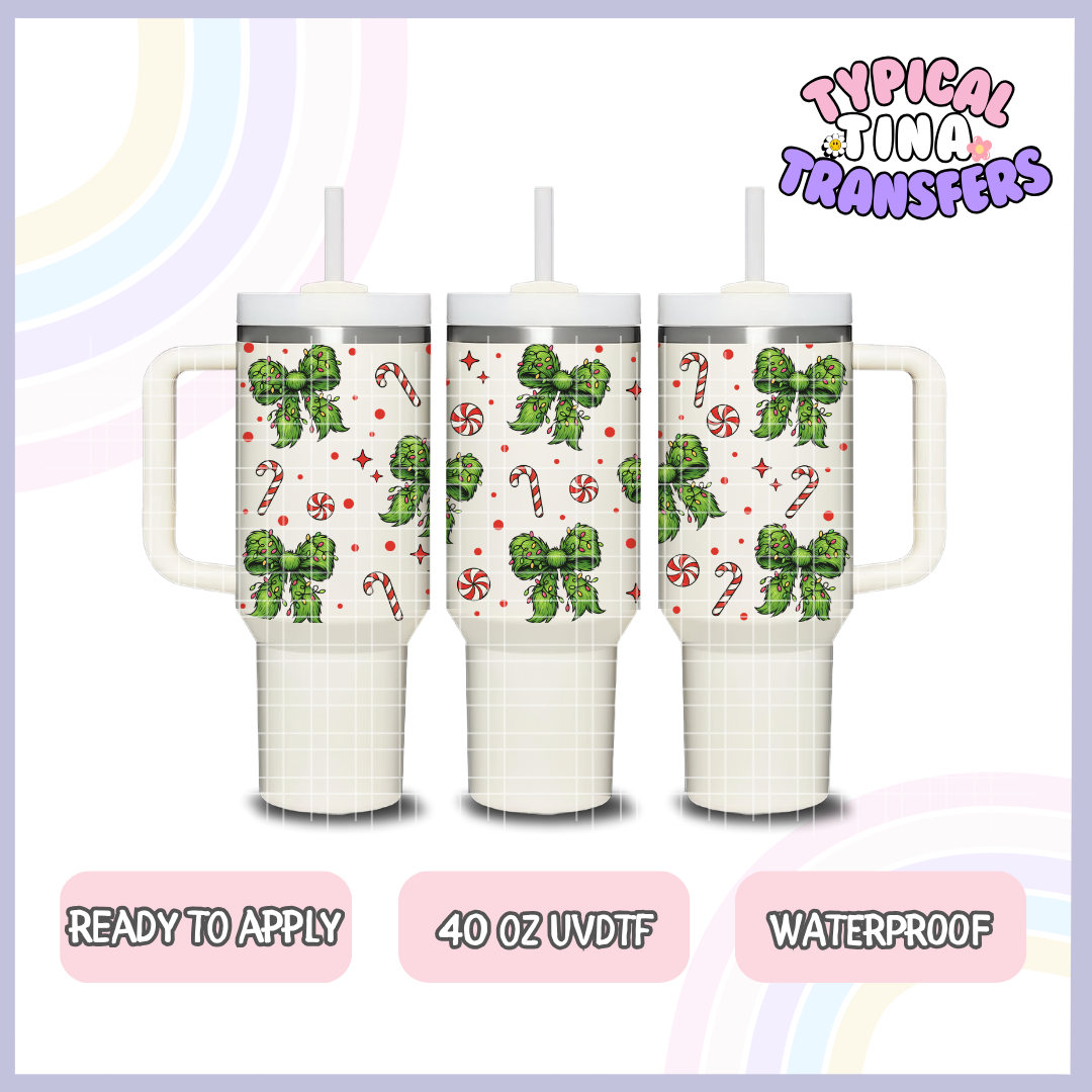 Gr!nchy Bows with lights | 40oz UVDTF Wrap | POD