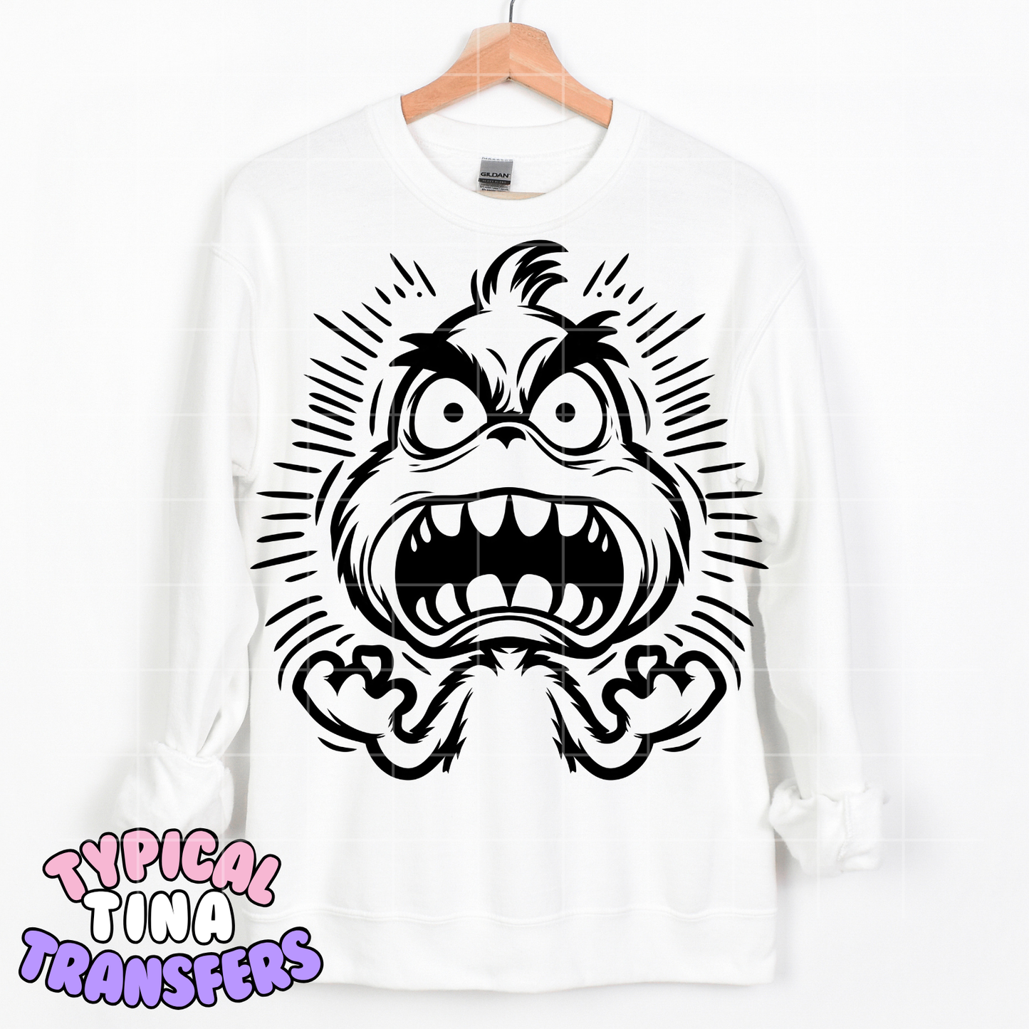 Cartoon style - angry gr!nch (all black) | DTF Transfer | POD