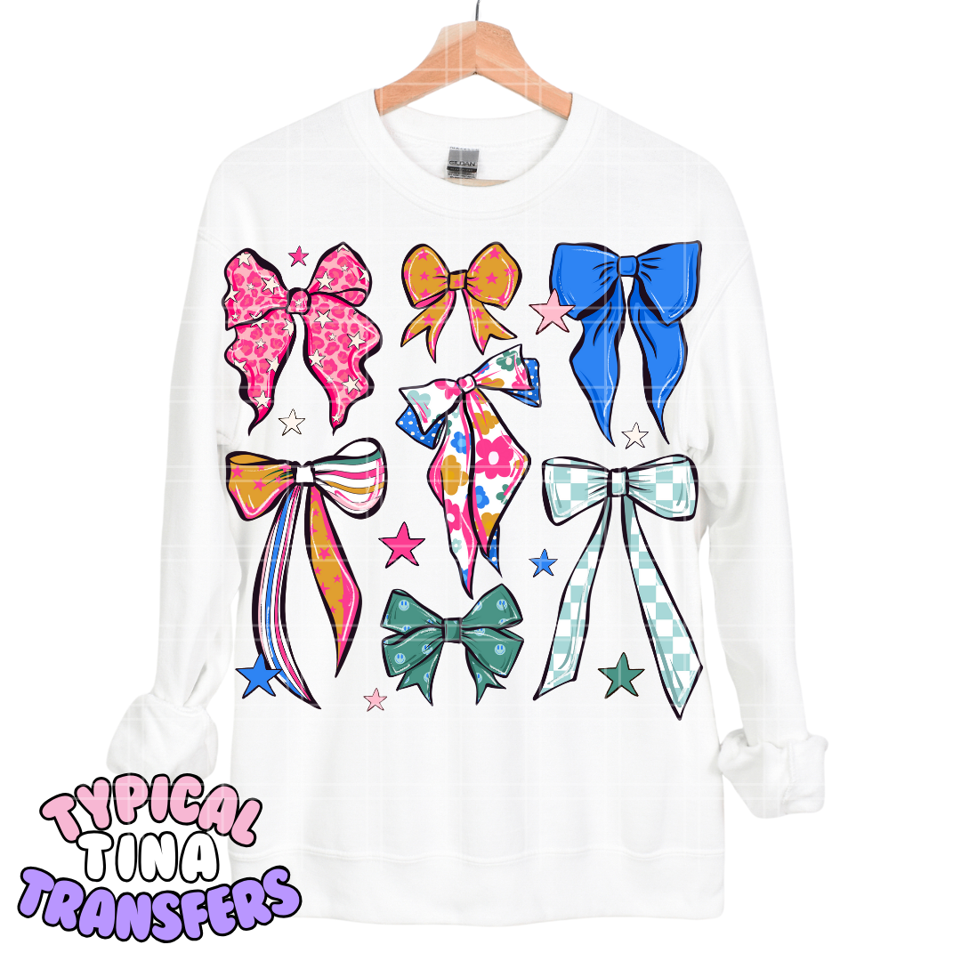 bright floral bows | DTF Transfers | POD