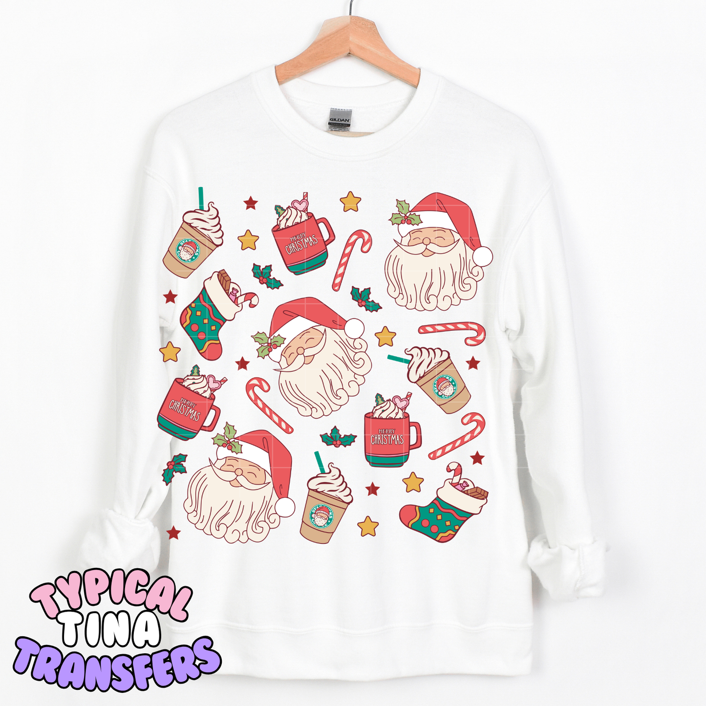 Multi Santas and holiday elements | DTF Transfer | POD