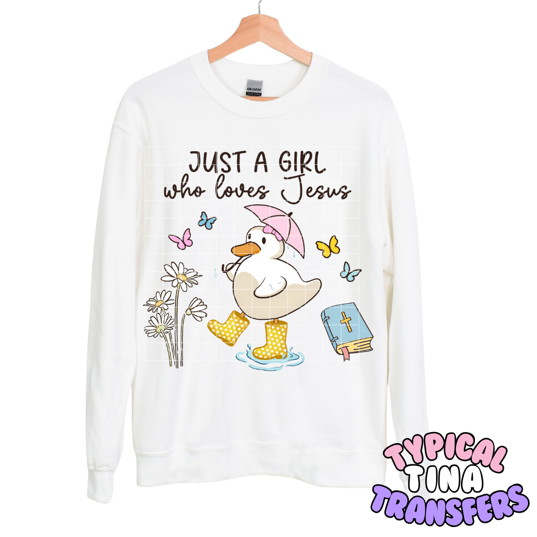 Just a girl who loves jesus | DTF Transfers | POD