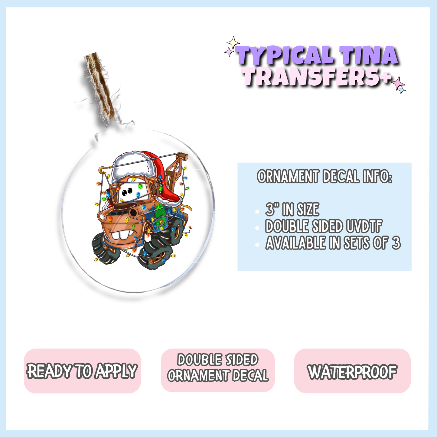 Tow truck christmas | 3" Xmas Ornament | POD