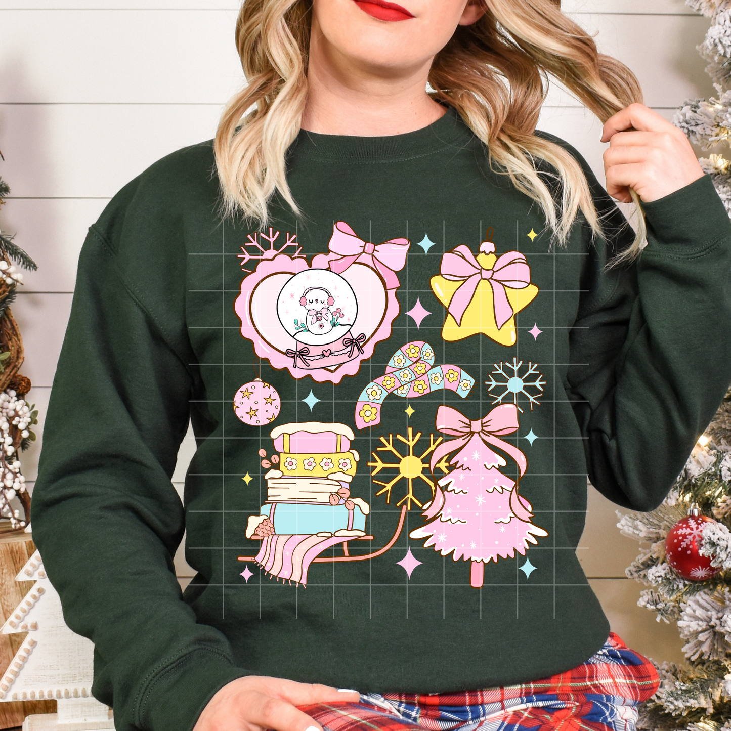 Pastel Pink Christmas Pink heart | DTF Transfer | POD