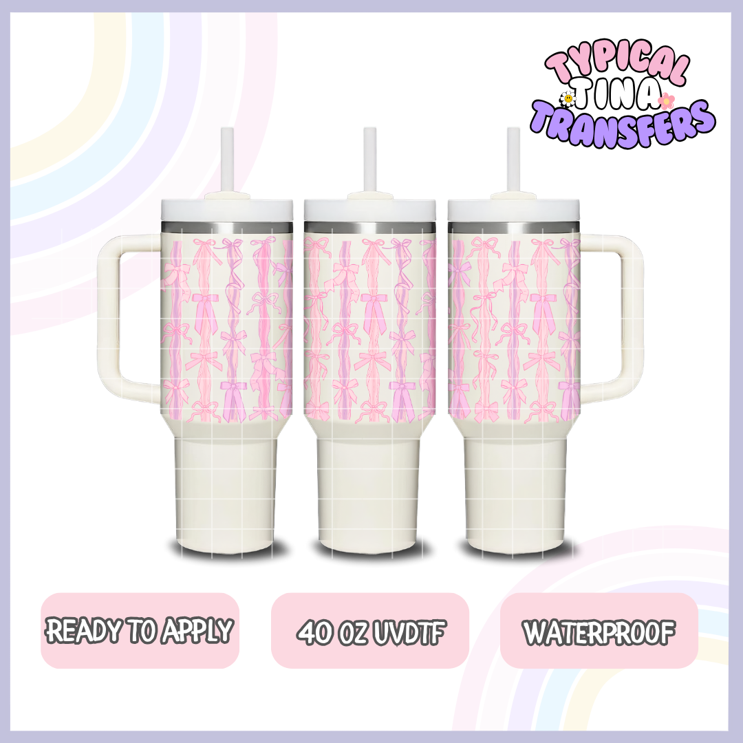 Pink and Purple ribbon bows | 40oz UVDTF Wrap | POD
