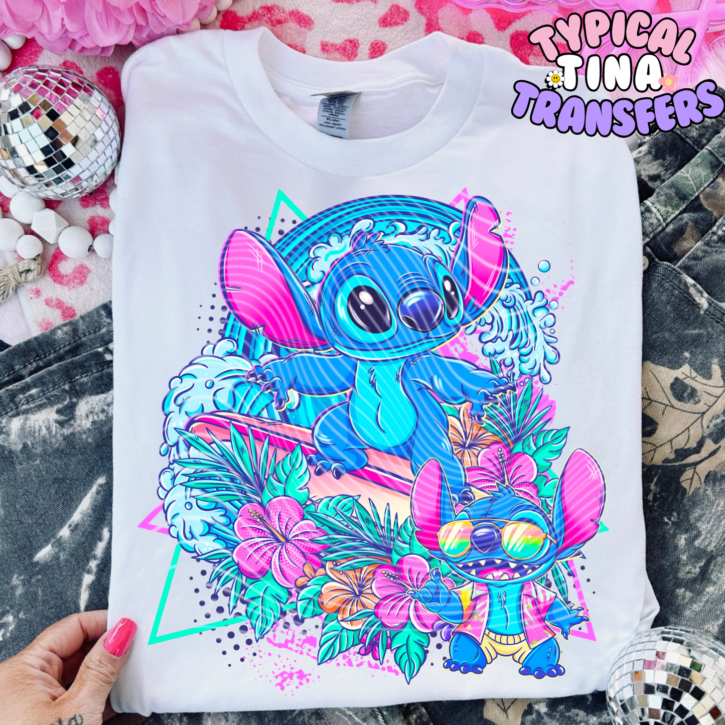 Blue Alien Surfing | DTF Transfer | POD - Choose Design