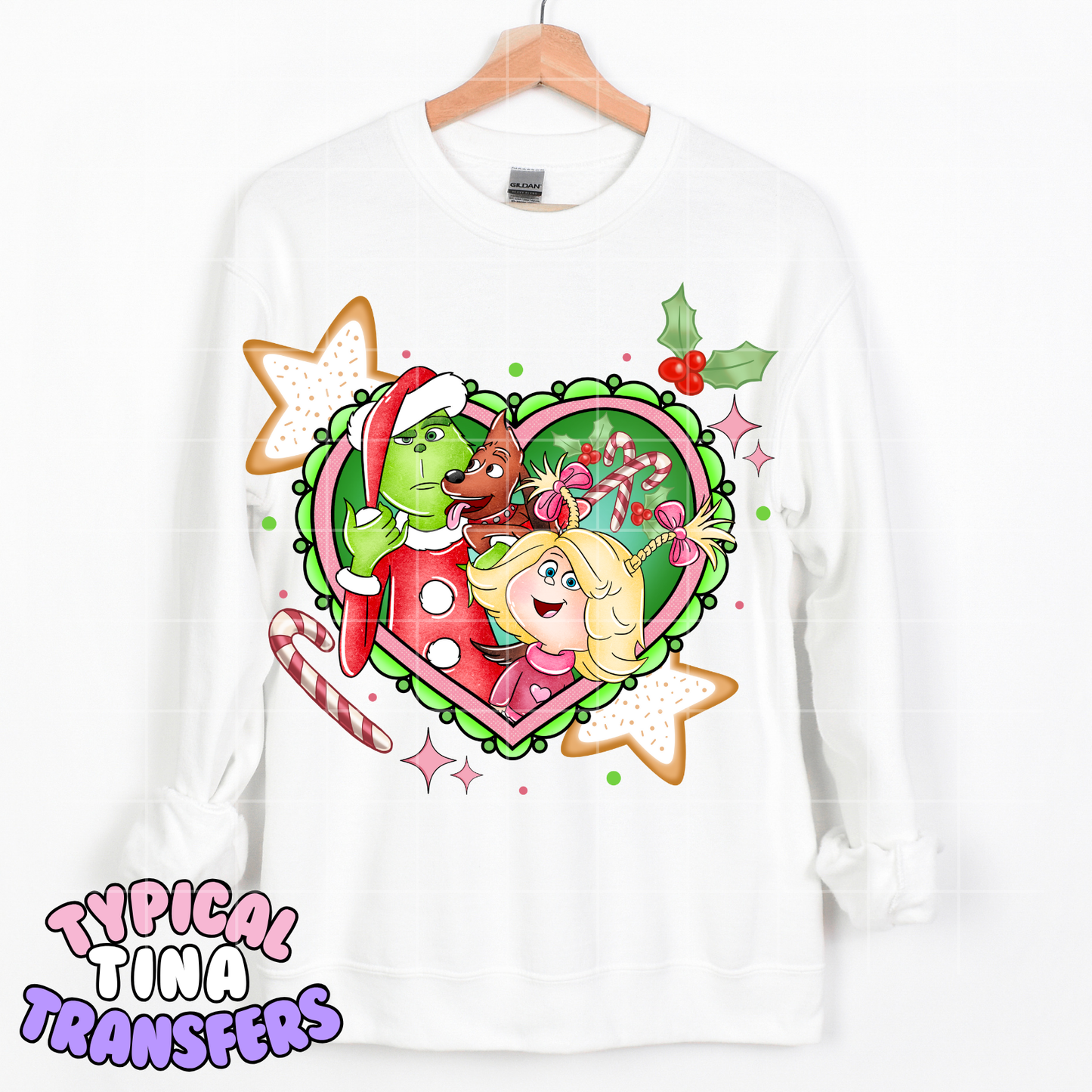 Cute gr!nch and Cindy Green heart together | DTF Transfer | POD