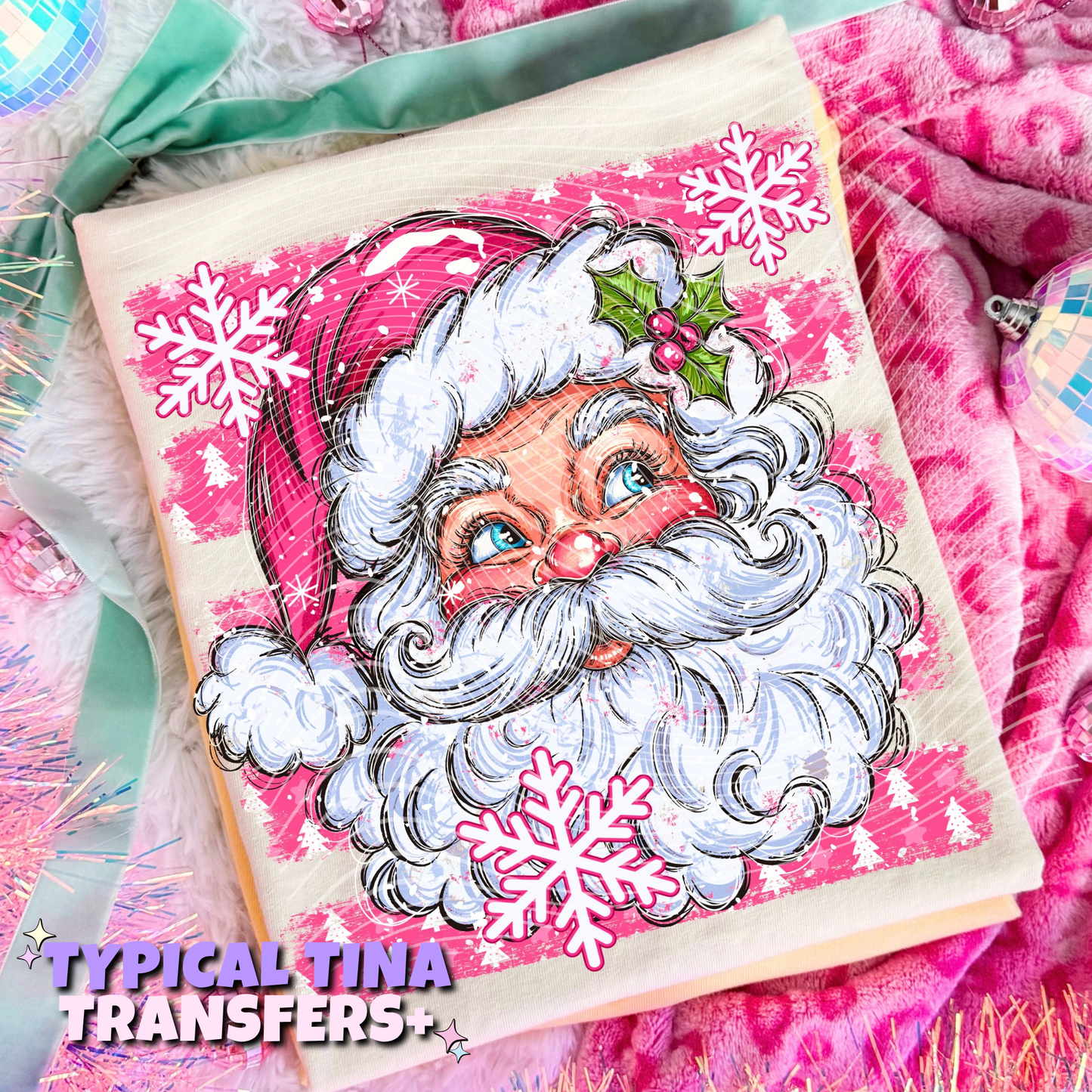 Santa in Pink | DTF Transfers | POD