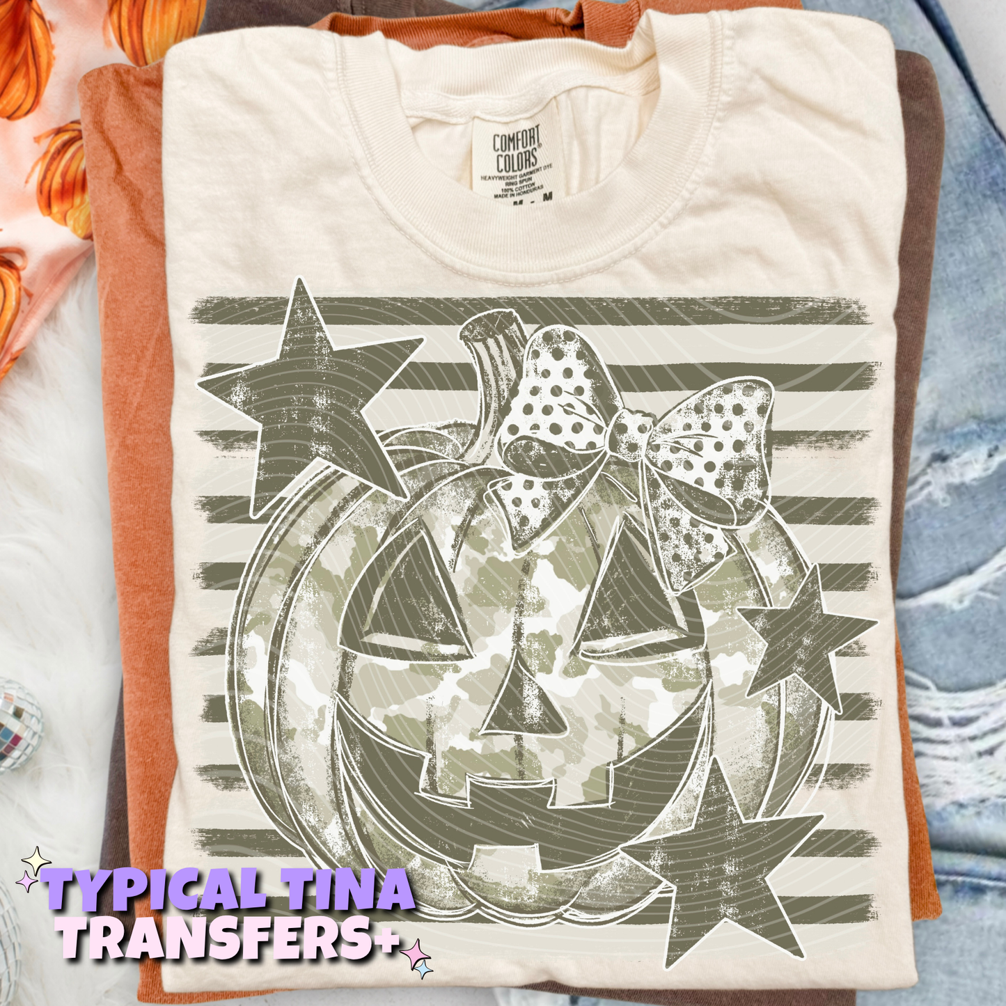 Army pumpkin (striped back) | DTF Transfers | POD