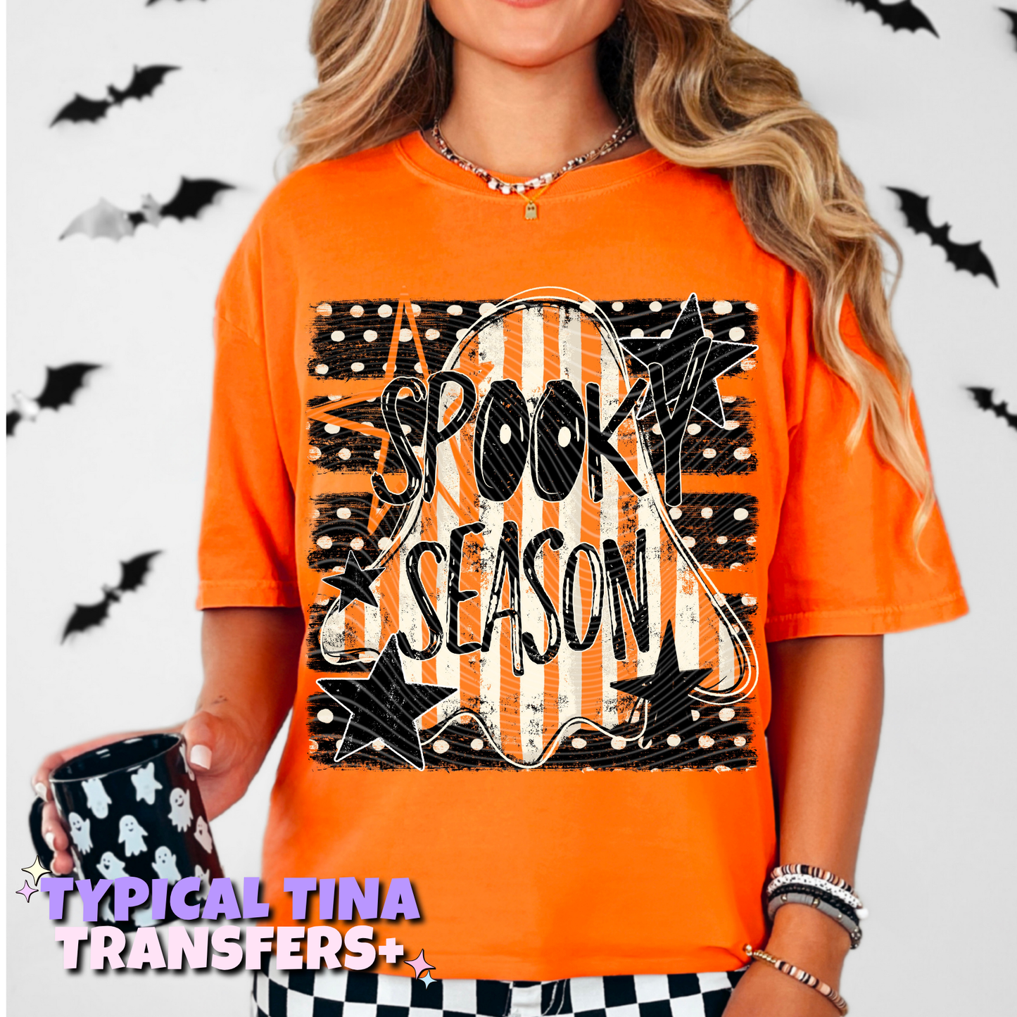Spooky season stripped ghost | DTF Transfers | POD