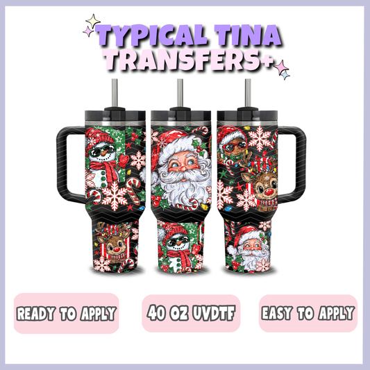 Santa, Gingerbread and Snowman | 40oz UVDTF Wrap | POD