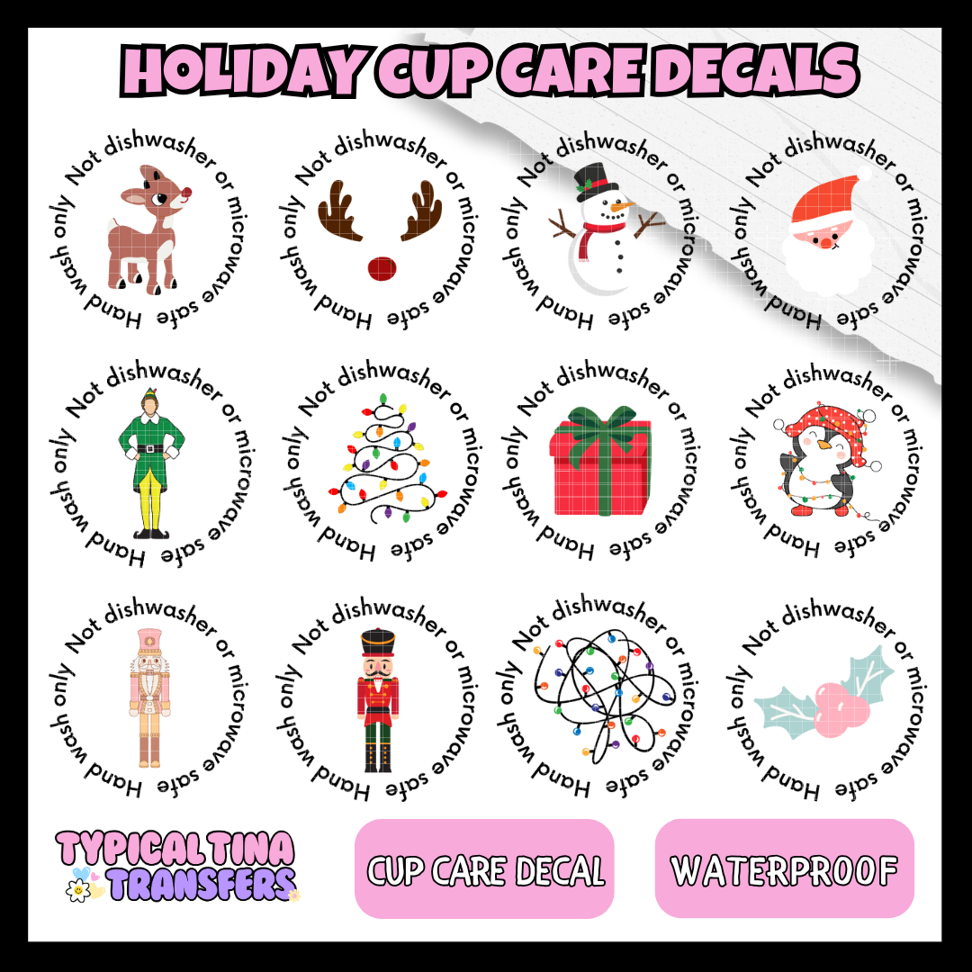 Cup Care Decals - Christmas Holiday | POD