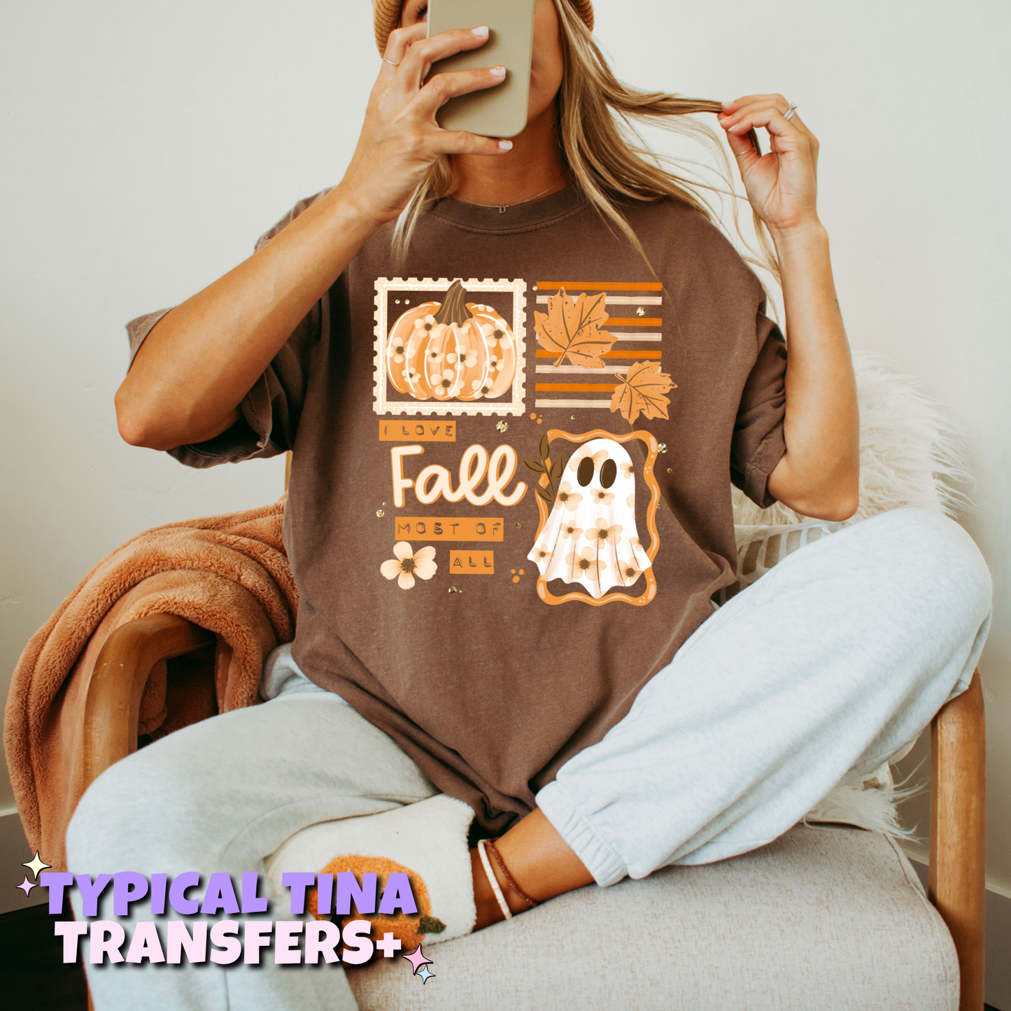 I love fall most of all ghost stamp | DTF Transfers | POD