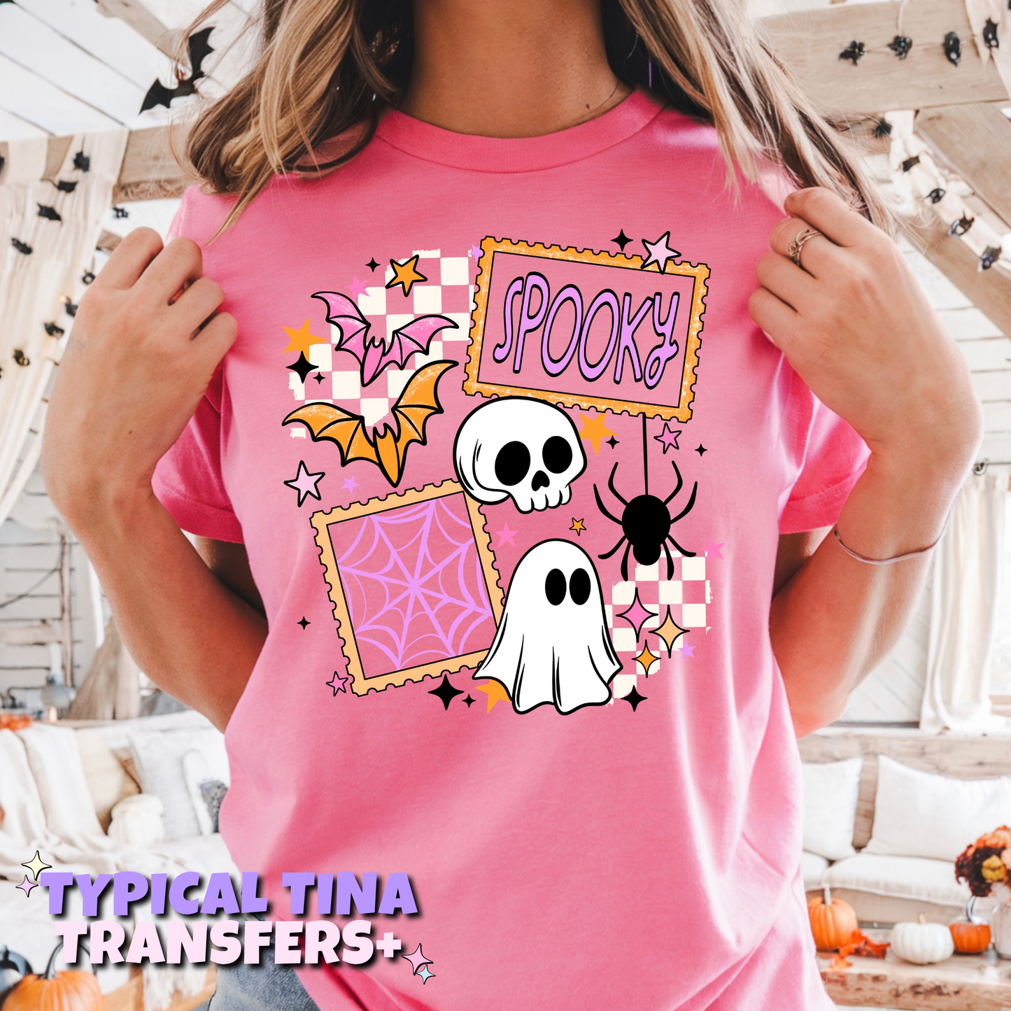 Spooky stamp - skull, bats & spiders | DTF Transfers | POD
