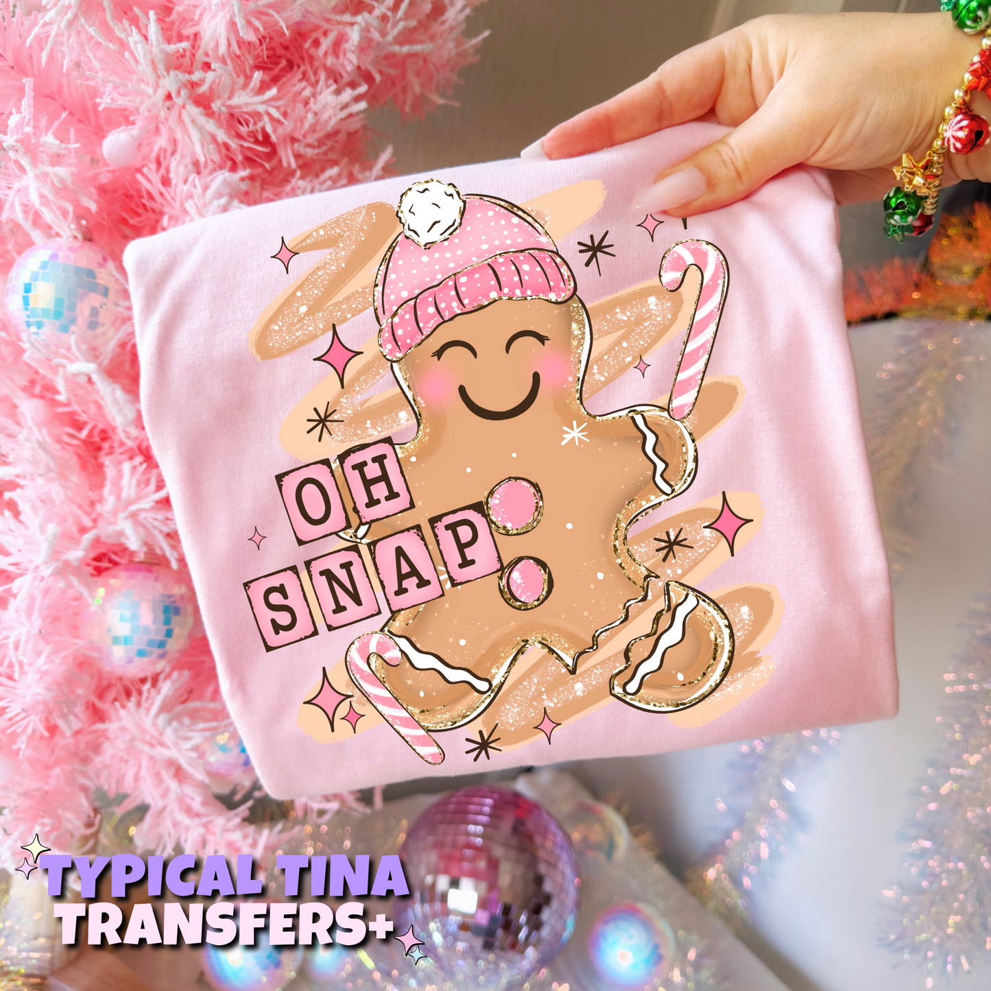 Oh Snap - gingerbread in pink | DTF Transfers | POD