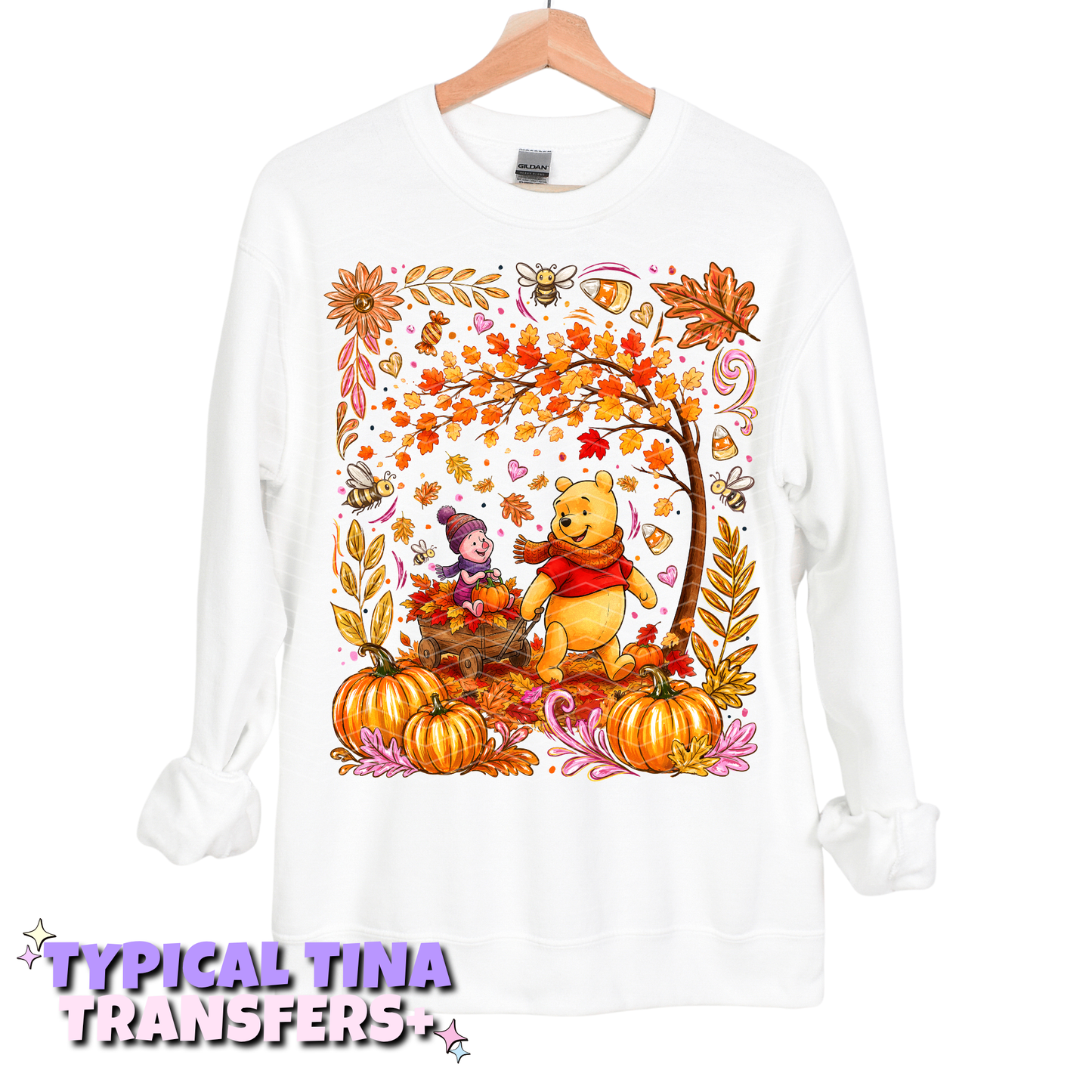 Falling leaves bear and pig | DTF Transfers | POD