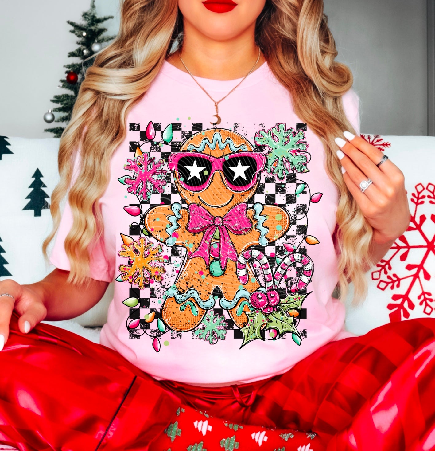 Cool gingerbread checkered back | DTF Transfer | POD