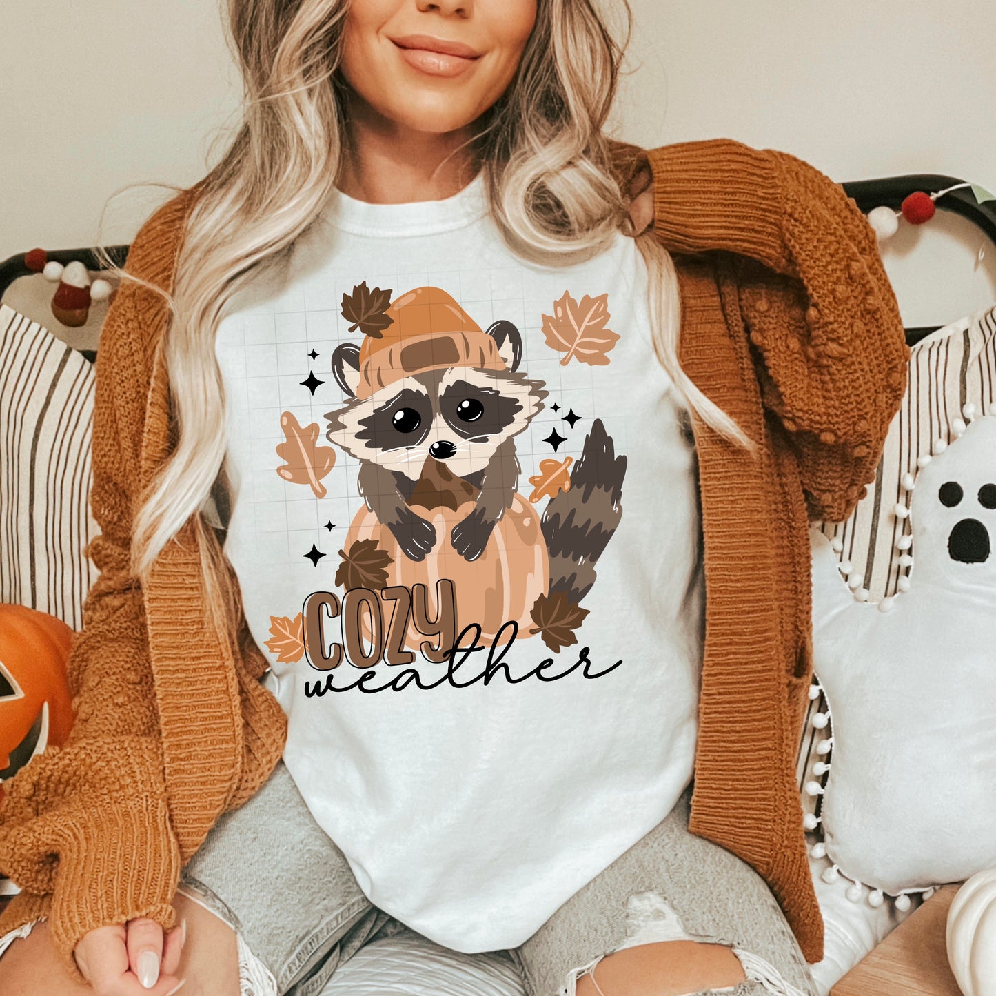 Cozy Weather Raccoon | DTF Transfer | POD