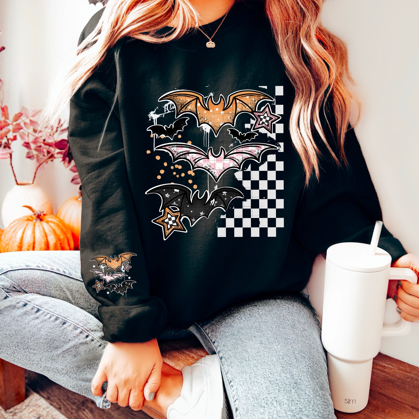 bats and check pattern | DTF Transfer | POD