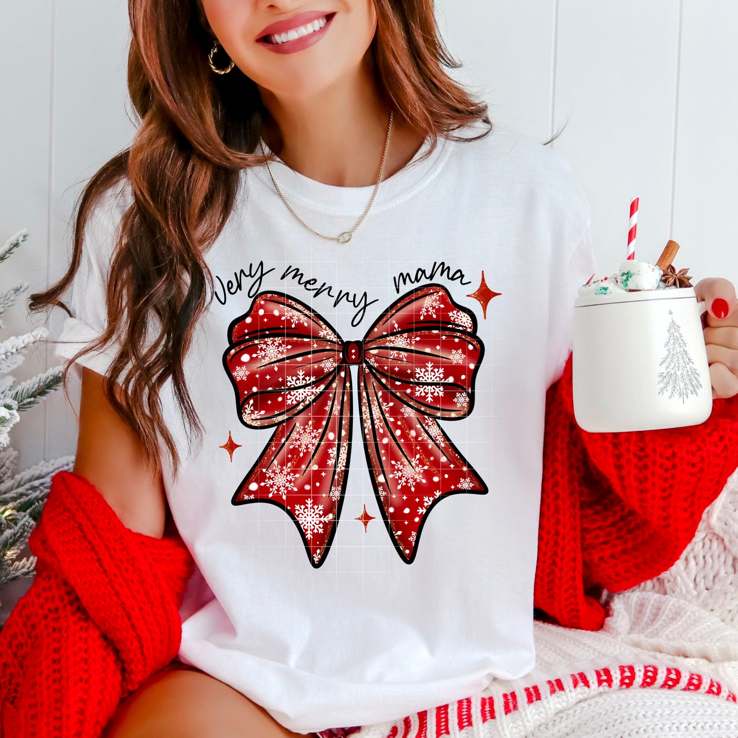 Very Merry Mama red bow | DTF Transfer | POD