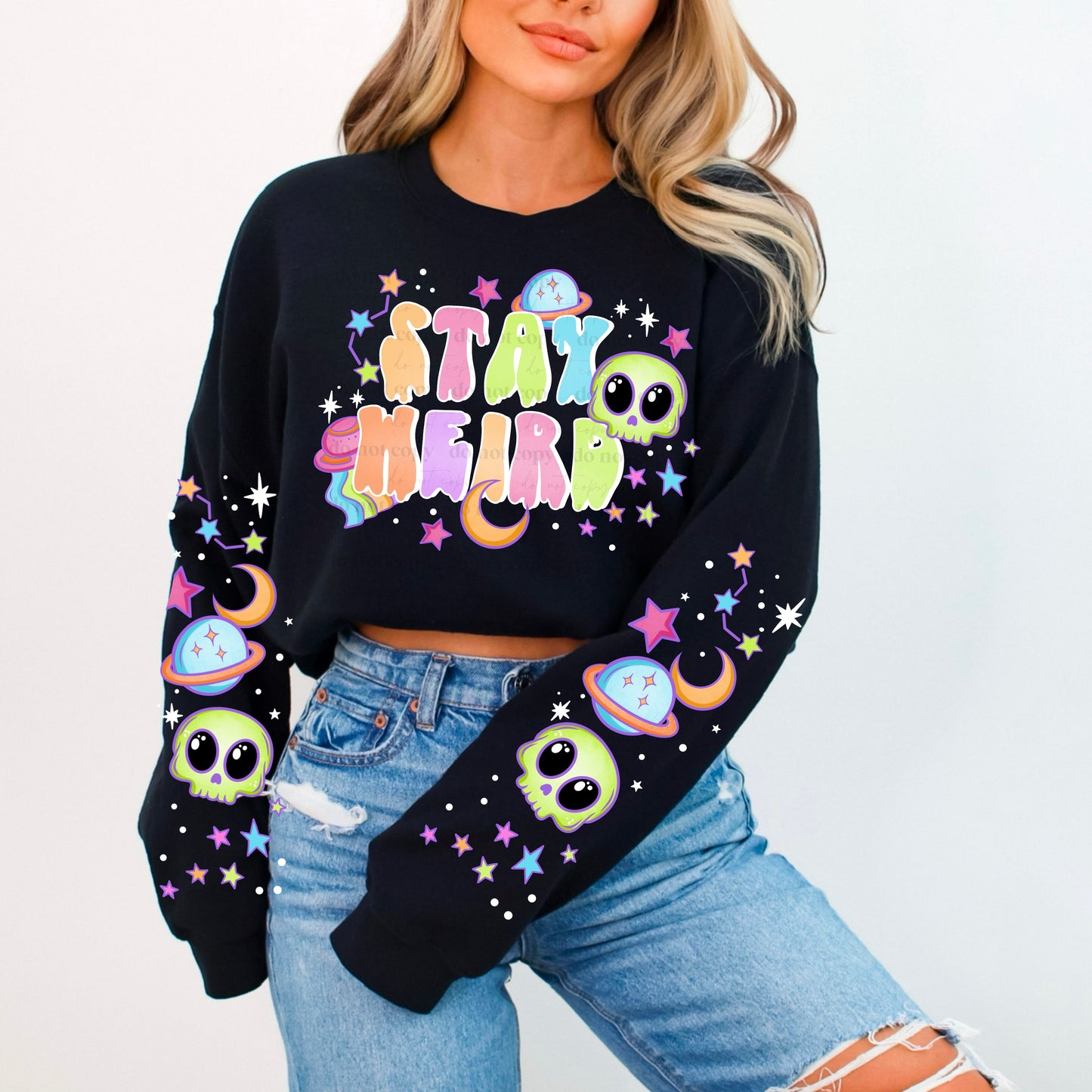 Stay Weird Alien (white outline) | DTF Transfers | POD