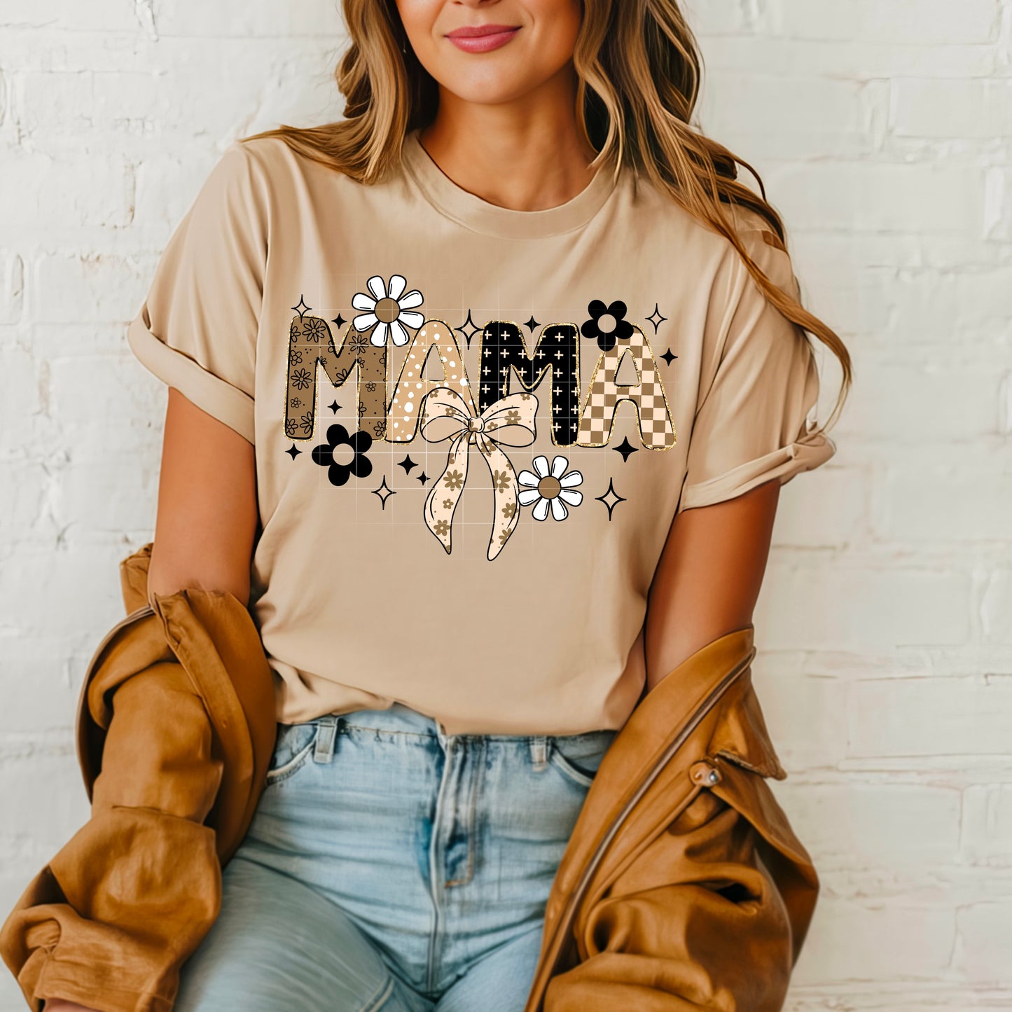 Mama Neutral with florals | DTF Transfer | POD