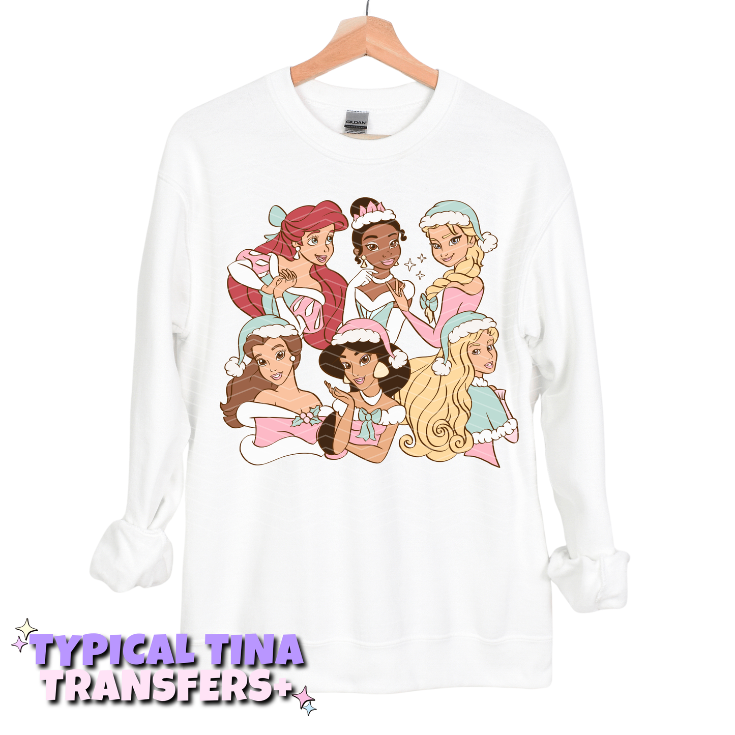 Christmas Princesses in pink and teal | DTF Transfers | POD