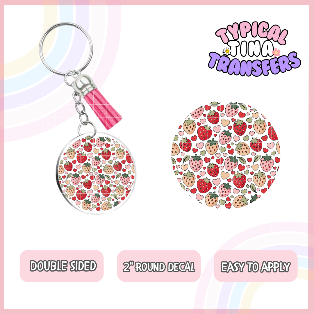 strawberry variety | UV 2" Round Keychain decal | POD - set of 5