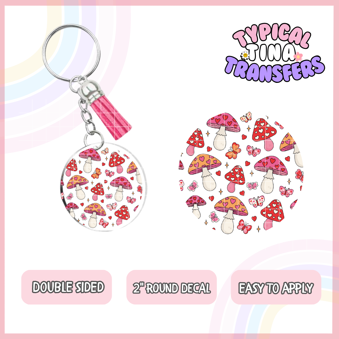 Spotted Mushrooms | UV 2" Round Keychain decal | POD - set of 5