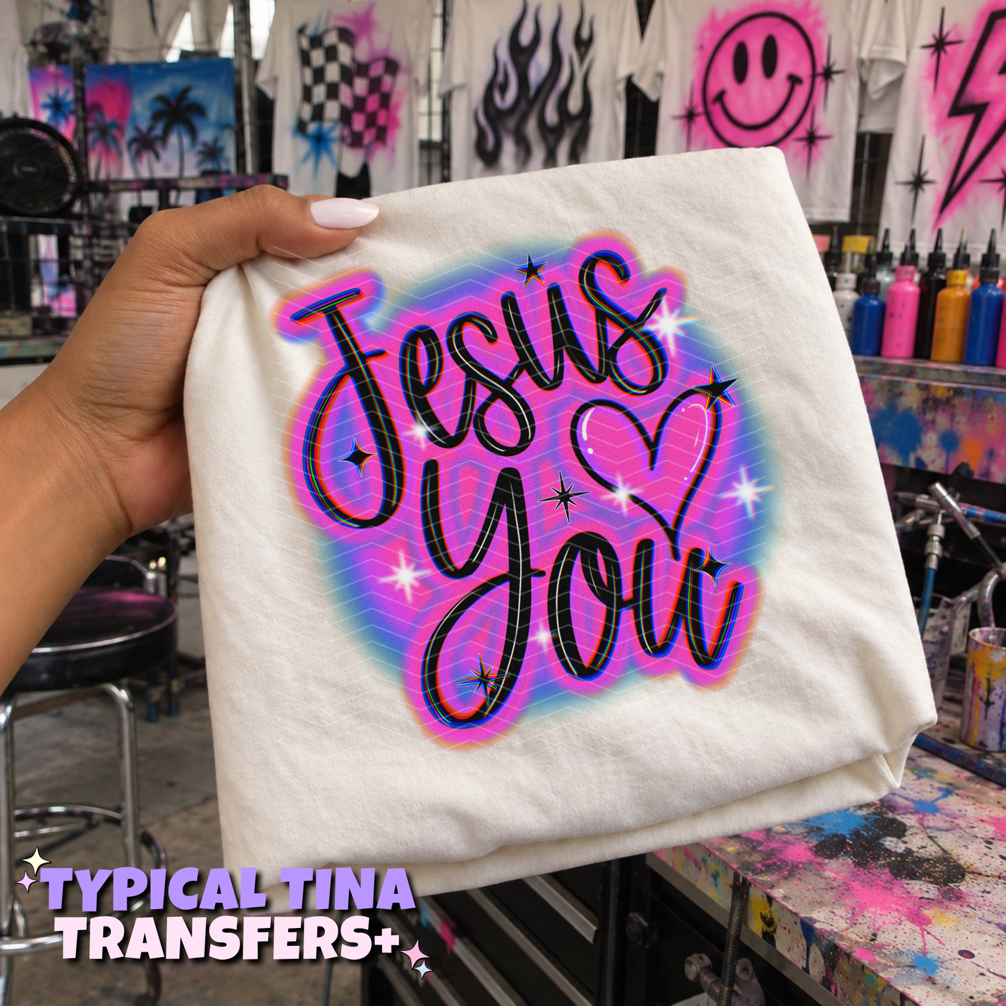 jesus loves you (airbrushed) | DTF Transfers | POD