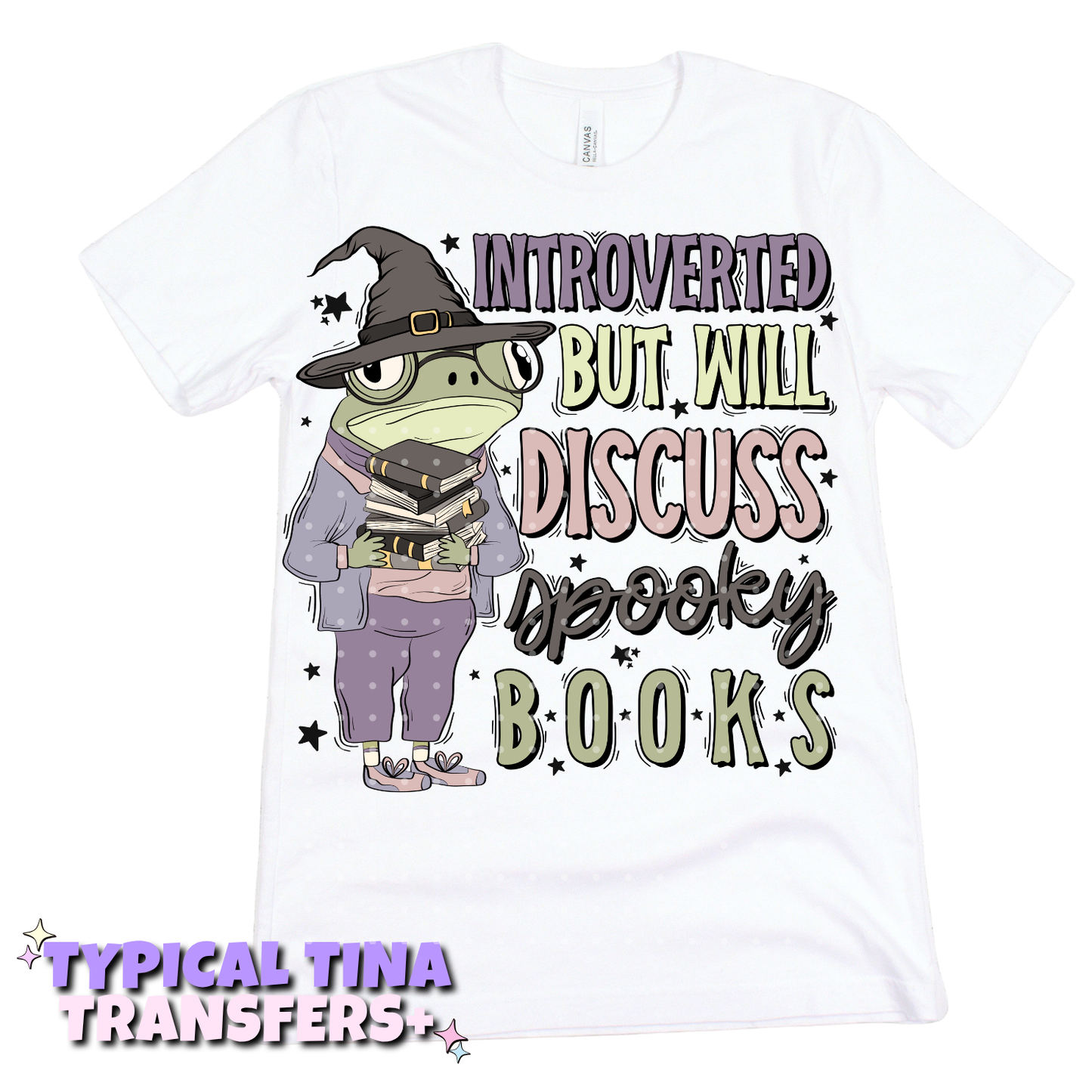 Introverted but will discuss spooky books (frog) | DTF Transfers | POD