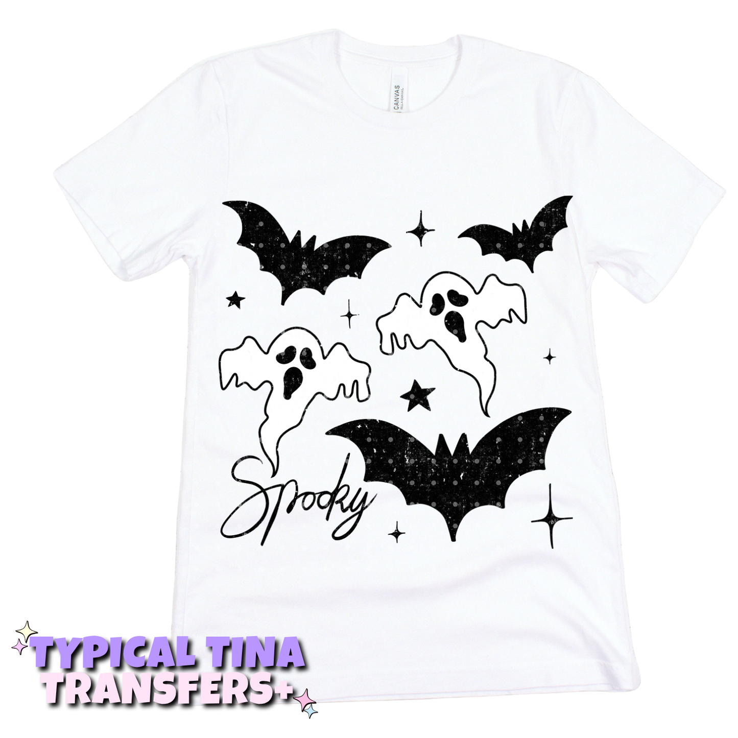 Spooky flying ghosts and bats | DTF Transfers | POD