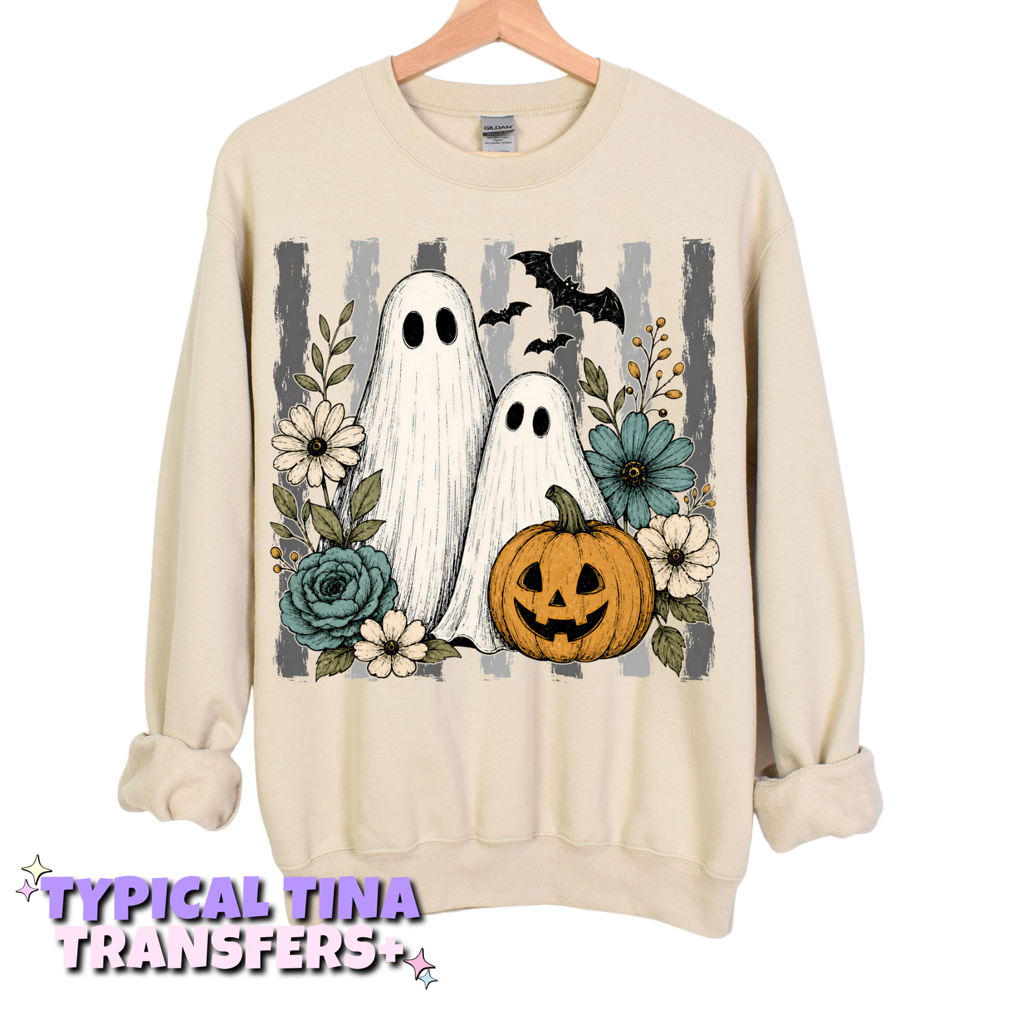 gray stripes BG and ghosts | DTF Transfers | POD