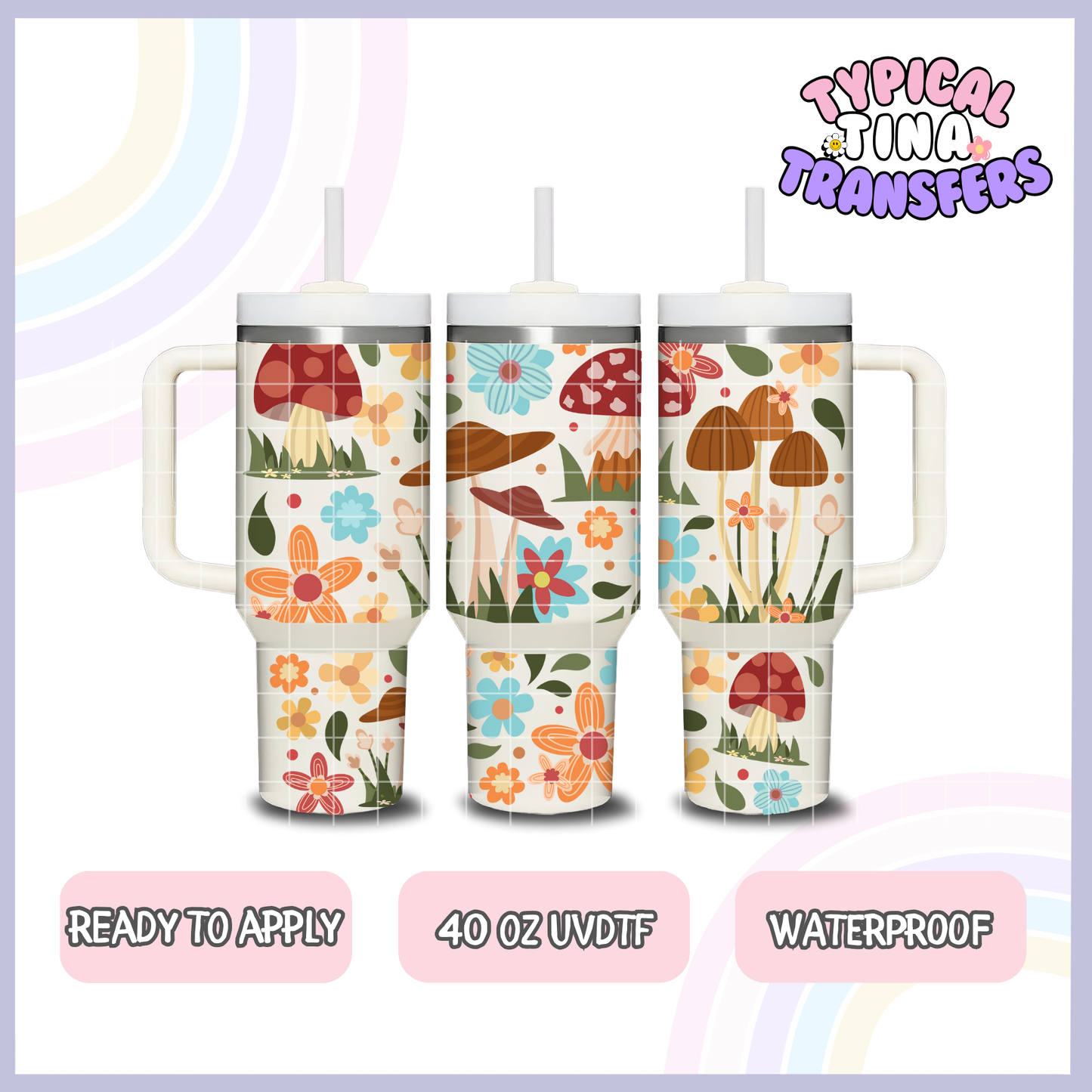 Fungi Muishrooms | 40oz UVDTF Wrap | POD