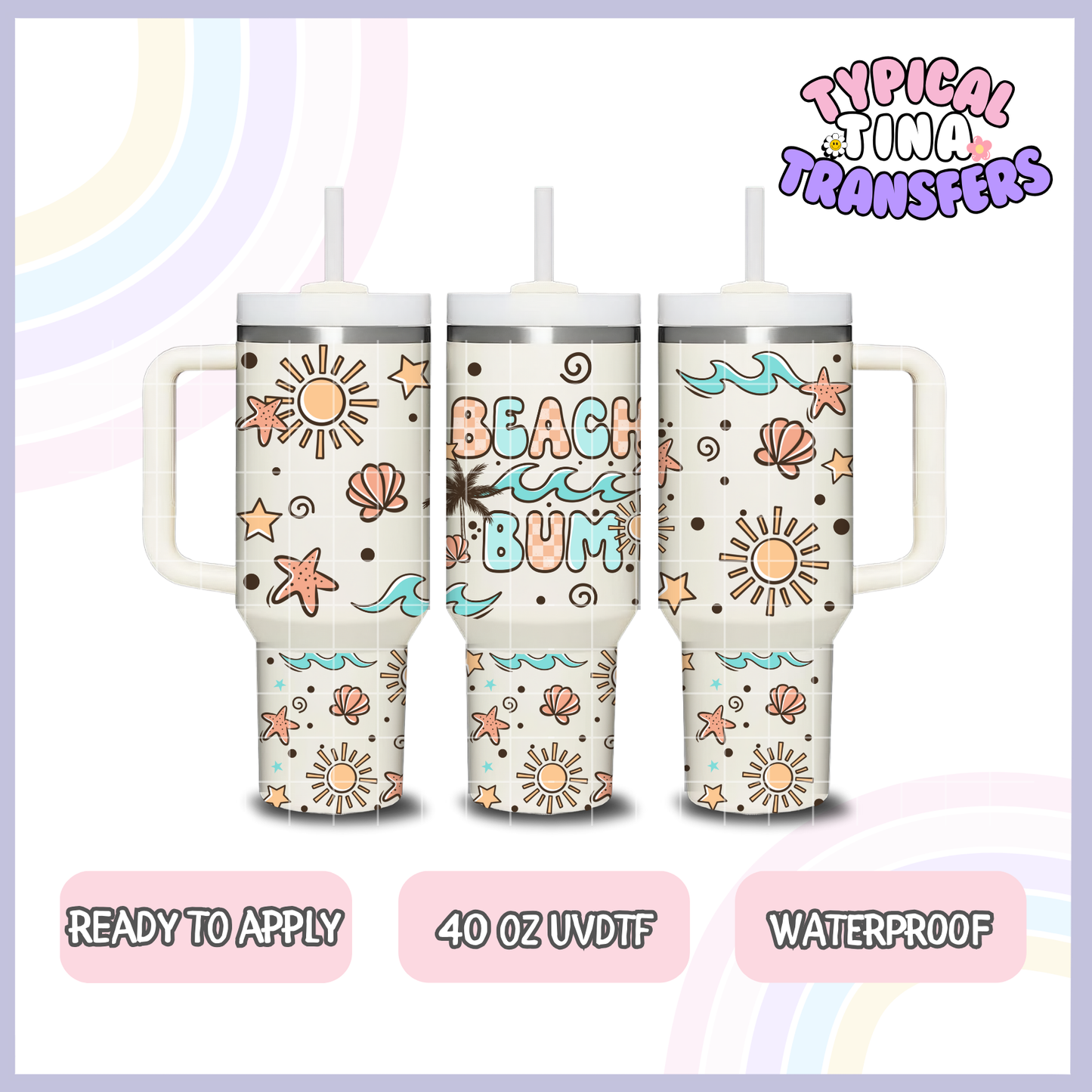 Beach Bum | 40oz UVDTF Wrap | POD