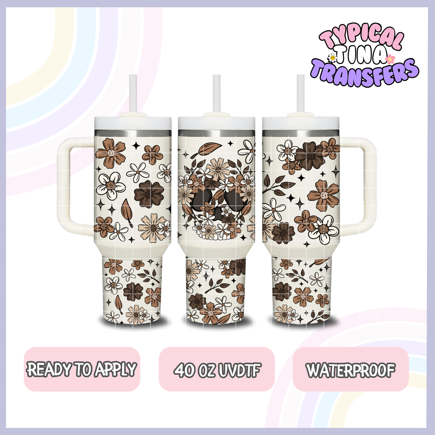 Floral Skelli | 40oz UVDTF Wrap