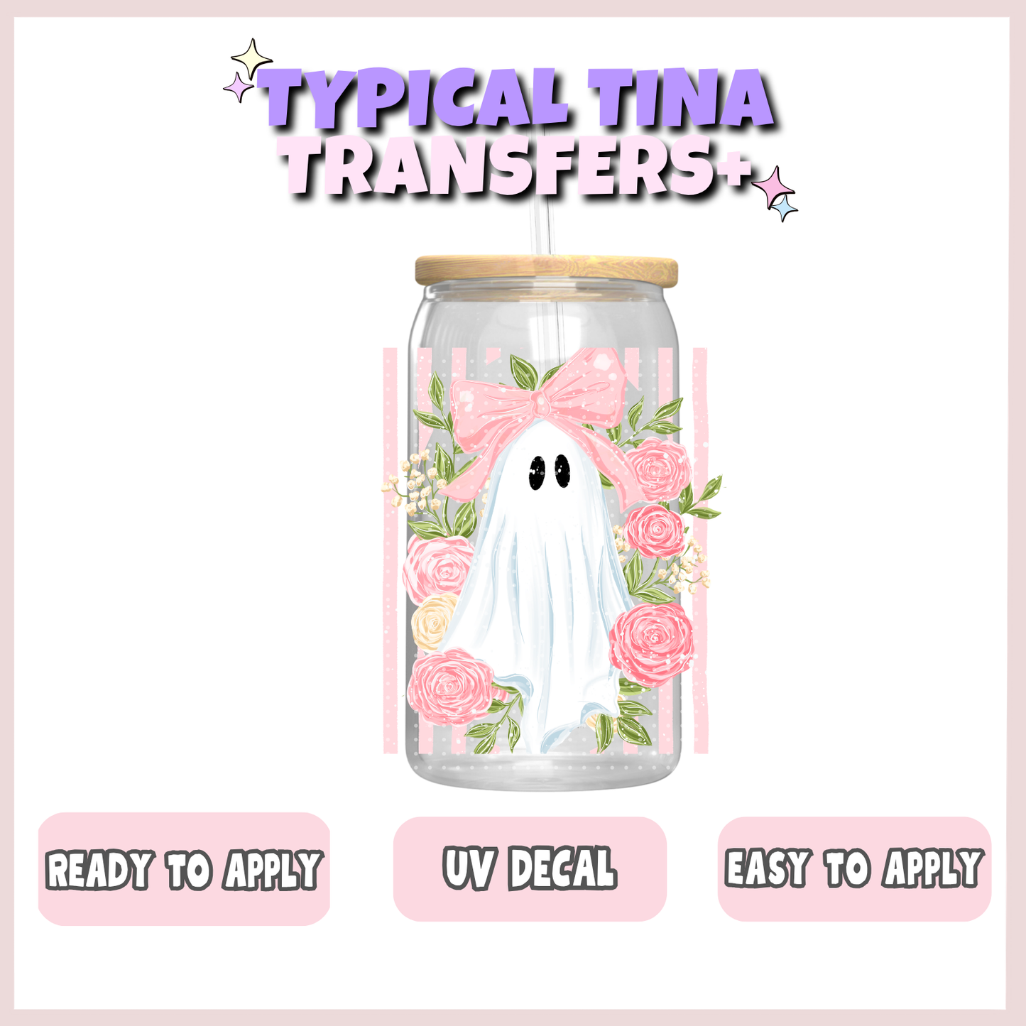Preppy Ghost with florals | UV decals | POD